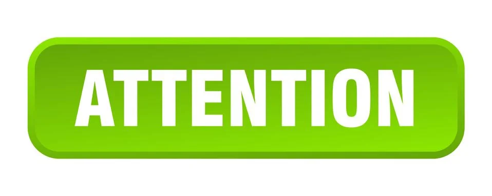 Attention button. attention square 3d push button Illustrazione stock