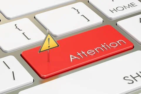 Attention button, on the computer keyboard. 3D rendering Stock Illustration