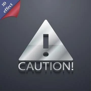 Attention caution icon symbol. 3D style. Trendy, modern design with space for Illustrazione stock