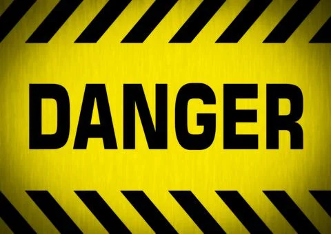 Attention caution sign. Danger warning signs. Black stripes over yellow backg Stock Illustration
