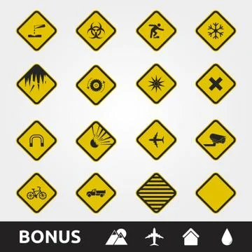 Attention Caution Square Signs 2 Stock Illustration