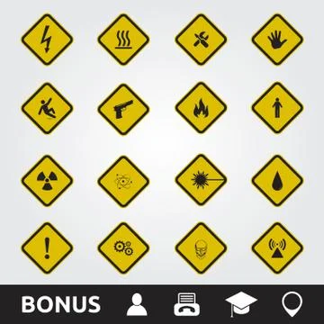 Attention Caution Square Signs Stock Illustration