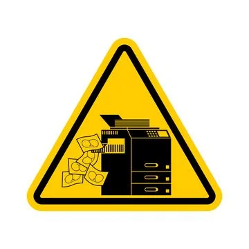 Attention copying ass. Don't make copies of ass. Yellow triangular road sig.. Illustrazione stock