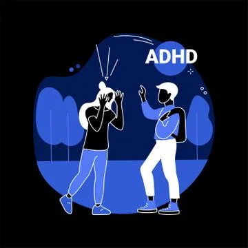 Attention deficit hyperactivity disorder abstract concept vector illustration. Stock Illustration