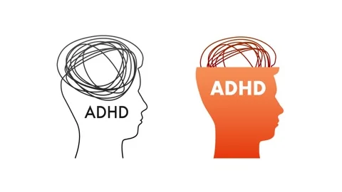 Attention deficit hyperactivity disorder, adhd, messy mind on white and green Stock Footage 313017020