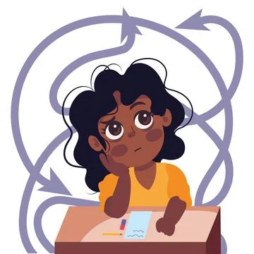 Attention deficit hyperactivity disorder school girl Stock Illustration