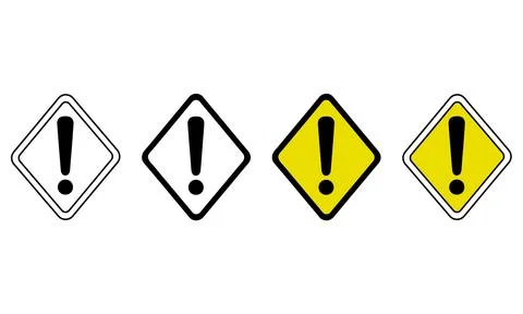 Attention Exclamation Mark Icons in Square Shape Representing Warning and Ale Stock Illustration
