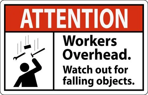Attention Falling Debris Sign, Workers Overhead Falling Objects Stockillustratie
