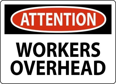 Attention Falling Debris Sign, Workers Overhead Falling Objects 스톡 일러스트