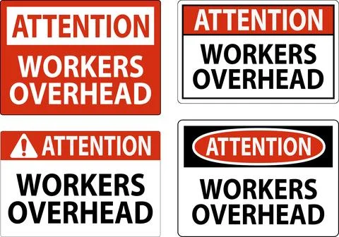 Attention Falling Debris Sign, Workers Overhead Falling Objects 스톡 일러스트