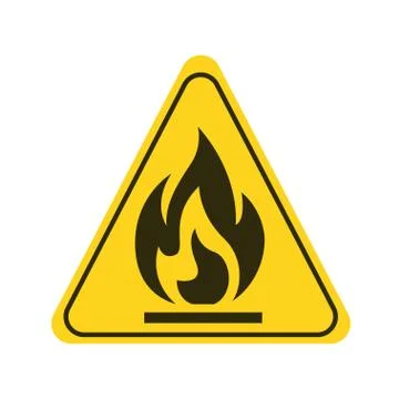 Attention fire hazard yellow element. Flammable materials warning sign. Picto Stock Illustration