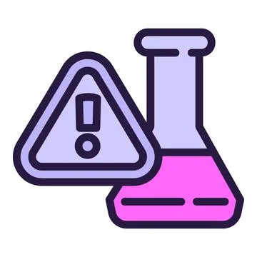 Attention flask icon outline vector. Biology experiment Stock Illustration