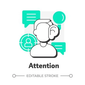 Attention flat outline concept icon Stock Illustration