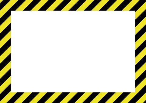 Attention frame with yellow and black striped line (A size horizontal) Stock Illustration
