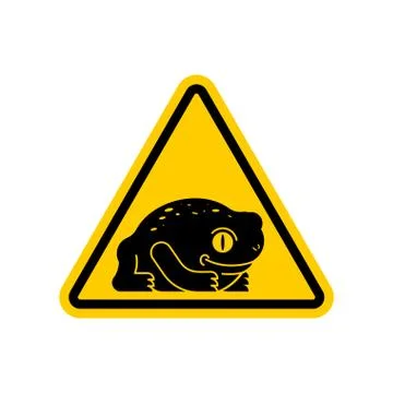 Attention Frog. Caution yellow road signToad. Vector illustration. Stock Illustration