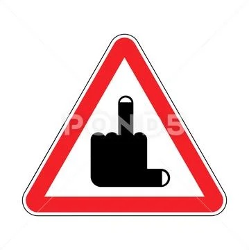 Attention Fuck. Coarseness is prohibited. Red triangle road sign Caution! Mid Stock Illustration
