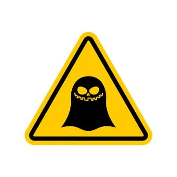 Attention ghost. Dangers of yellow road sign. spook Caution Stock Illustration