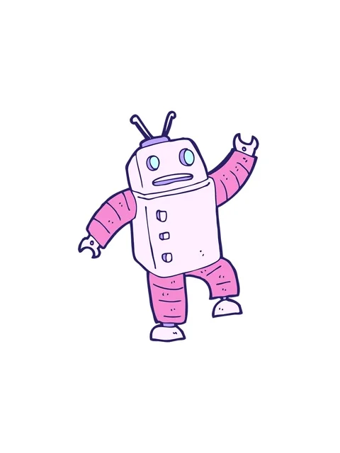 Attention grabbing animation of a cartoon android doodle Stock Footage 324101239