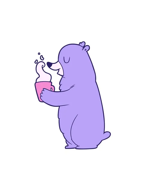 Attention grabbing animation of cartoon bear with hot drink Video stock 324371864