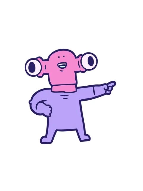 Attention grabbing animation of friendly cartoon alien pointing Stock Footage 324051365