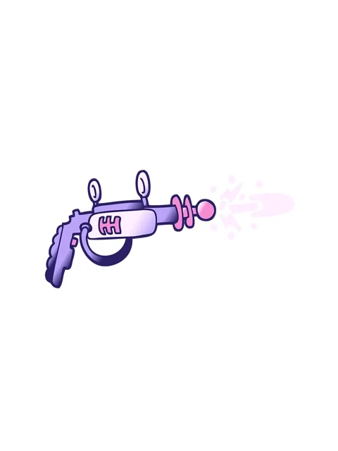 Attention grabbing animation of vector gradient illustration cartoon ray gun Stock Footage 324345841