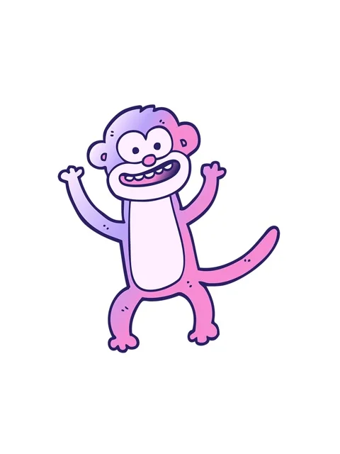 Attention grabbing animation of vector gradient illustration cartoon monkey Stock Footage 324386300