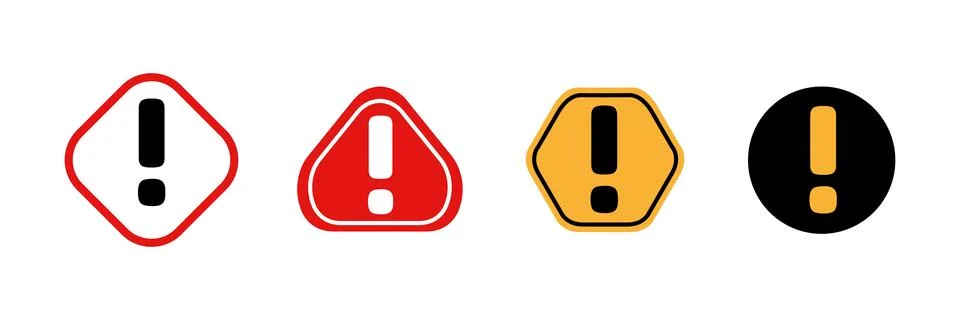 Attention icon set. Flat design with danger symbol. 库存插图