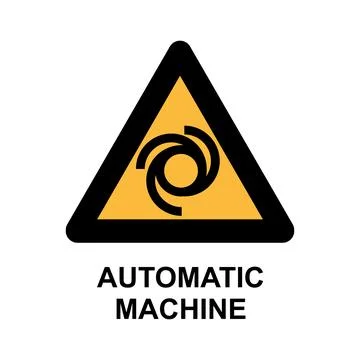 Attention MACHINE sign. Hazard warning symbol. Vector illustration. Stock Illustration