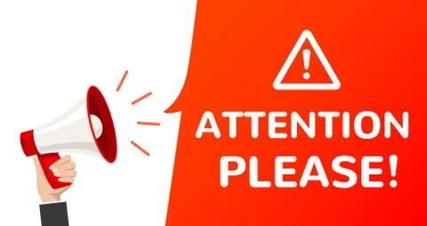 Attention megaphone vector information announcement. Important attention please Illustrazione stock