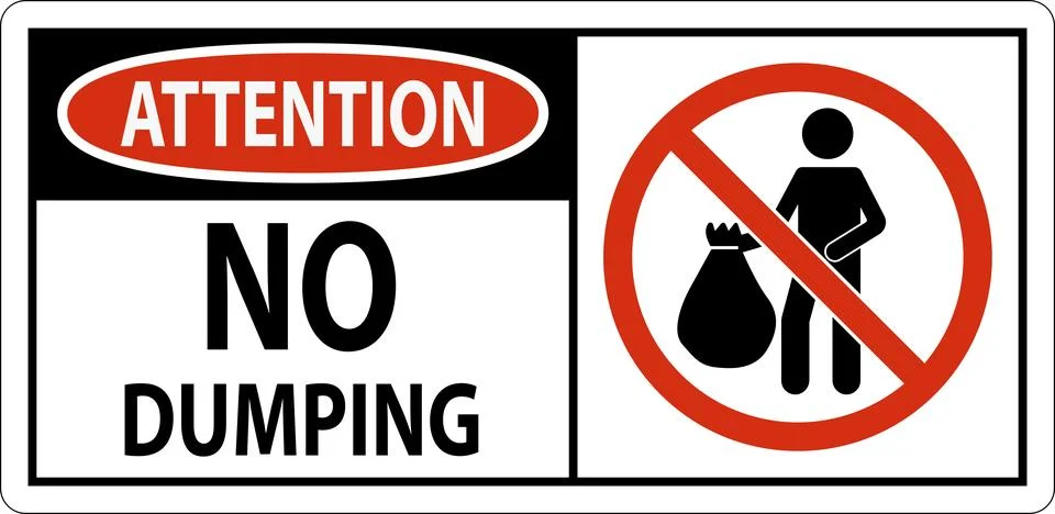 Attention No Dumping Sign Stock Illustration