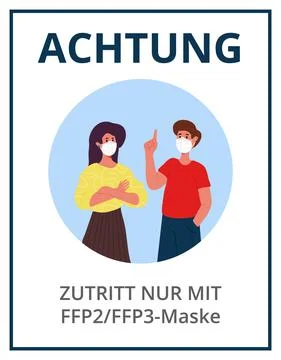 Attention only allowed with ffp2 mask Stock Illustration