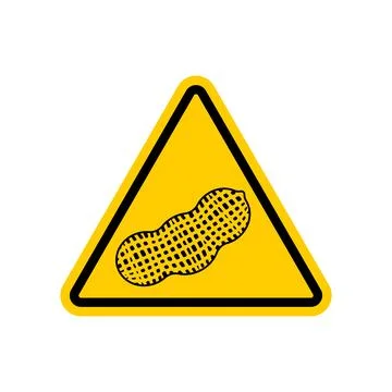 Attention Peanut. Triangular yellow road sign. Caution groundnut symbol. Al.. Stock Illustration