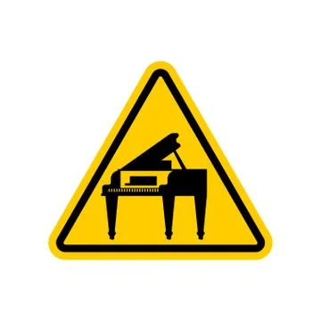 Attention piano. Yellow prohibitory triangular road sign. Caution Music Vecto Stock Illustration