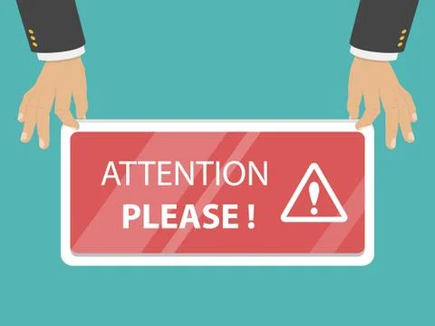 Attention please flat vector illustration. Stock Illustration