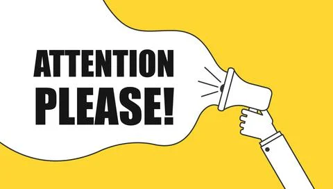 Attention Please. Megaphone With Bubble Speech. Sticker For Promotion. Stock Illustration