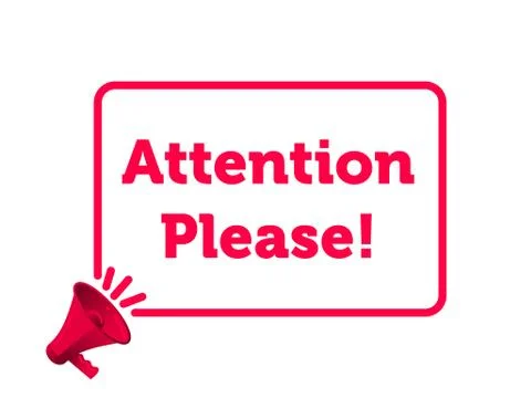 Attention please message quote in megaphone badge isolated on transparent bac Illustrazione stock