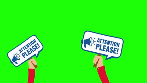 Attention Please Sign Hands Green Screen Animation Stock Footage 339865345