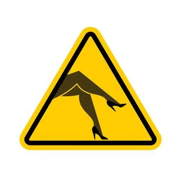 Attention prostitute. Caution prostitutes. Road sign indicating whores Stock Illustration