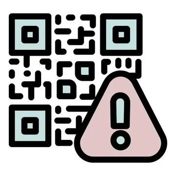 Attention qr code icon outline . Barcode payment Stock-Illustration