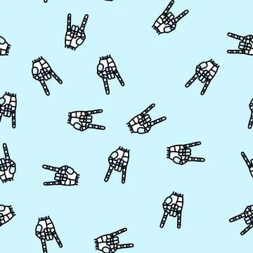 Attention robot hand gesture vector seamless pattern Stock Illustration