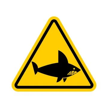 Attention Shark ! Triangular road danger sign. Caution Sharks Stock Illustration