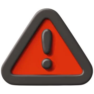 Attention sign, exclamation point in a red triangle, front view. Stock Illustration