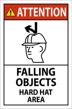 Attention Sign, Falling Objects Hard Hat Area Illustrazione stock