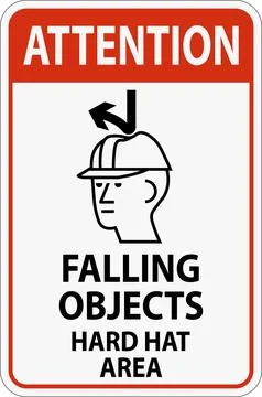 Attention Sign, Falling Objects Hard Hat Area Stock Illustration
