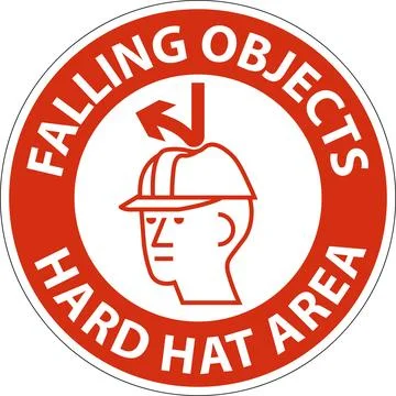 Attention Sign, Falling Objects Hard Hat Area Stock Illustration
