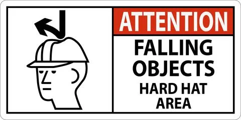 Attention Sign, Falling Objects Hard Hat Area Stock Illustration
