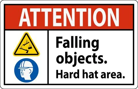 Attention Sign, Falling Objects Hard Hat Area Stock Illustration