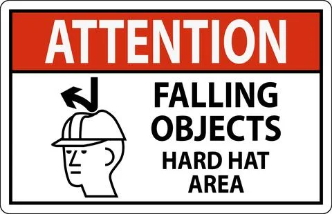 Attention Sign, Falling Objects Hard Hat Area Illustrazione stock