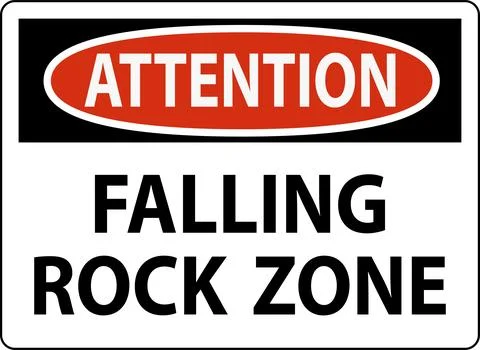Attention Sign, Falling Rock Zone Ilustração Stock