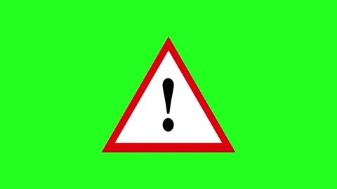 Attention sign icon with chroma key animation. Hazard Warning Triangle Stock Footage 180110409